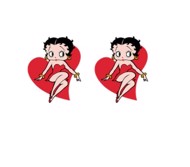 Øreringe - Ørestik med Betty Boop, rød hjerte